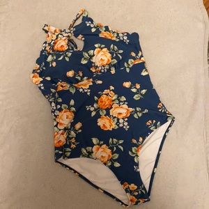 Cupshe Green Floral One Piece Bathing Suit